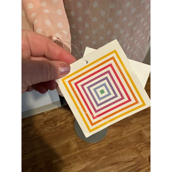 Lularoe Monroe Kimono Size S NWT Pink White Polka Dot Black Fringe Cover Up Disn - Picture 6 of 8